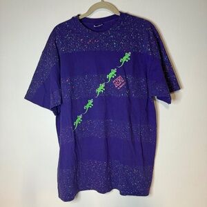 VINTAGE GECKO HAWAII T-SHIRT NEON SPLATTER STRIPE PAINT SINGLE STITCH 80s 90s